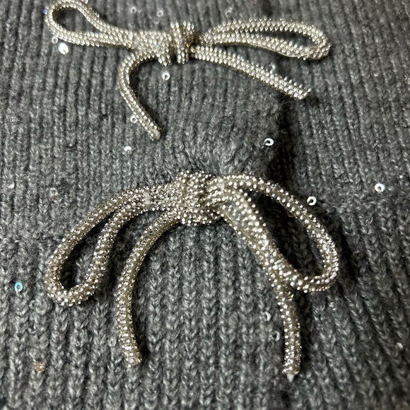 MAEVE ANTHROPOLOGIE Shiny Bow Cardigan Sweater L - Picture 10 of 14